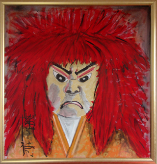 Der rote D&auml;mon - Figur aus dem NOH-Theater